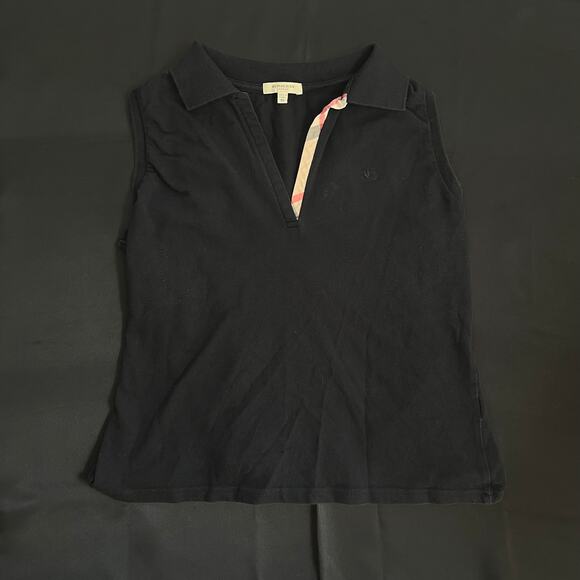 Burberry London Polo Shirt Women’s XL Black Nova Check Collar Made in Turkey - Picture 1 of 8